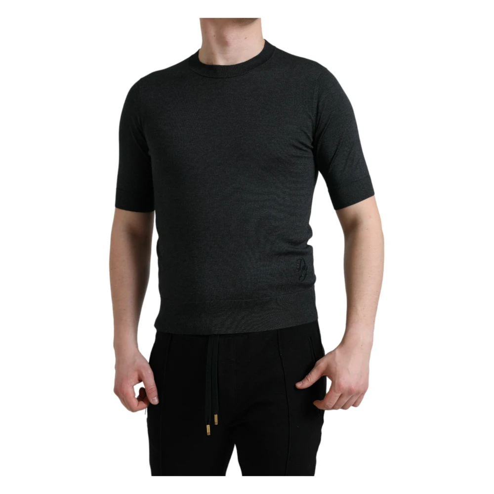 Dolce & Gabbana Gray T-Shirts, Male, Xs, Short Sleeve Crewneck T-Shirt