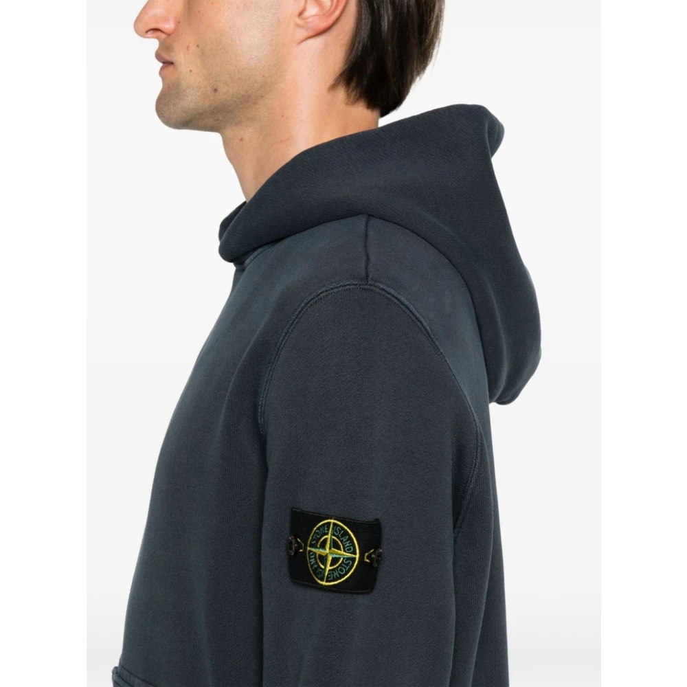 Stone Island Blauwe Jersey Sweater met Capuchon Blue Heren