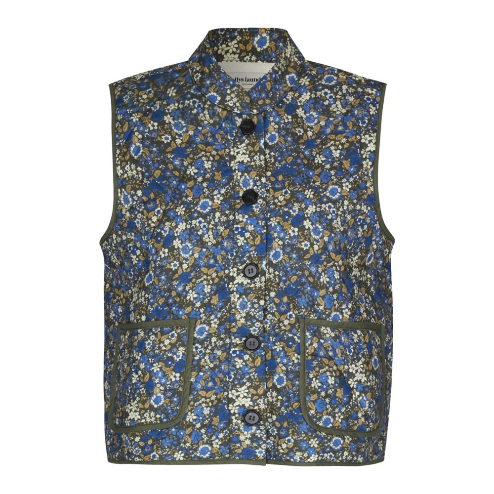 Lollys Laundry Gewatteerde Blauwe Vest met All-Over Print Multicolor Dames