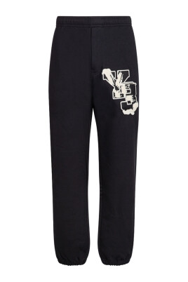 black-graphic-pants-with-logo-patch