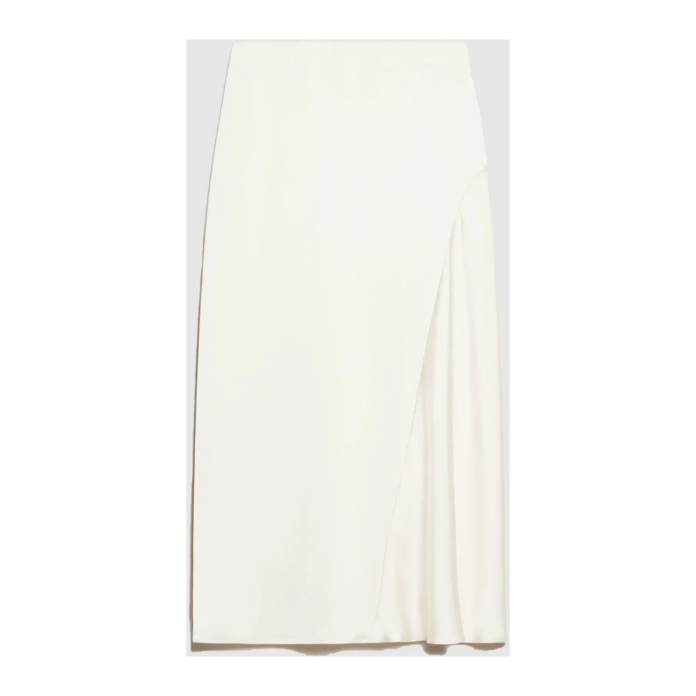 Max Mara Weekend Beige Satijnen Midi Rok met Split Beige Dames
