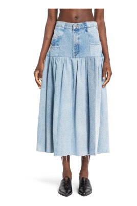 denim-spliced-gathered-skirt-with-frayed-hem