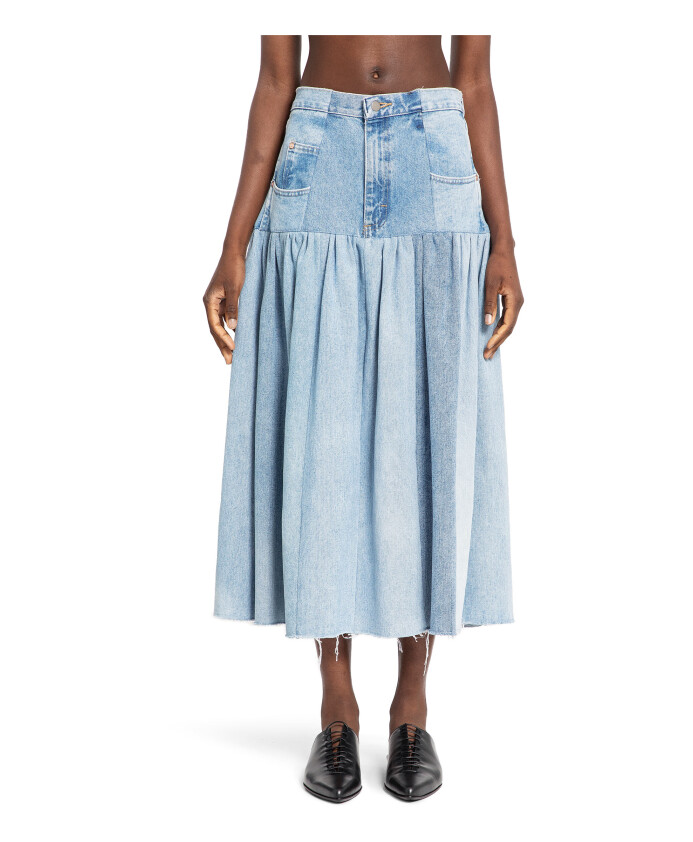 denim-spliced-gathered-skirt-with-frayed-hem