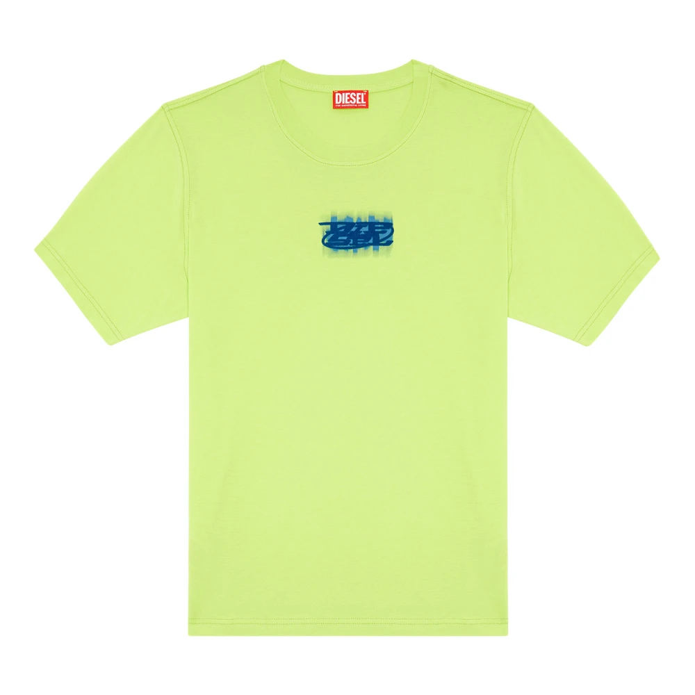 Diesel Logo-flocked T-shirt in cotton Green Heren