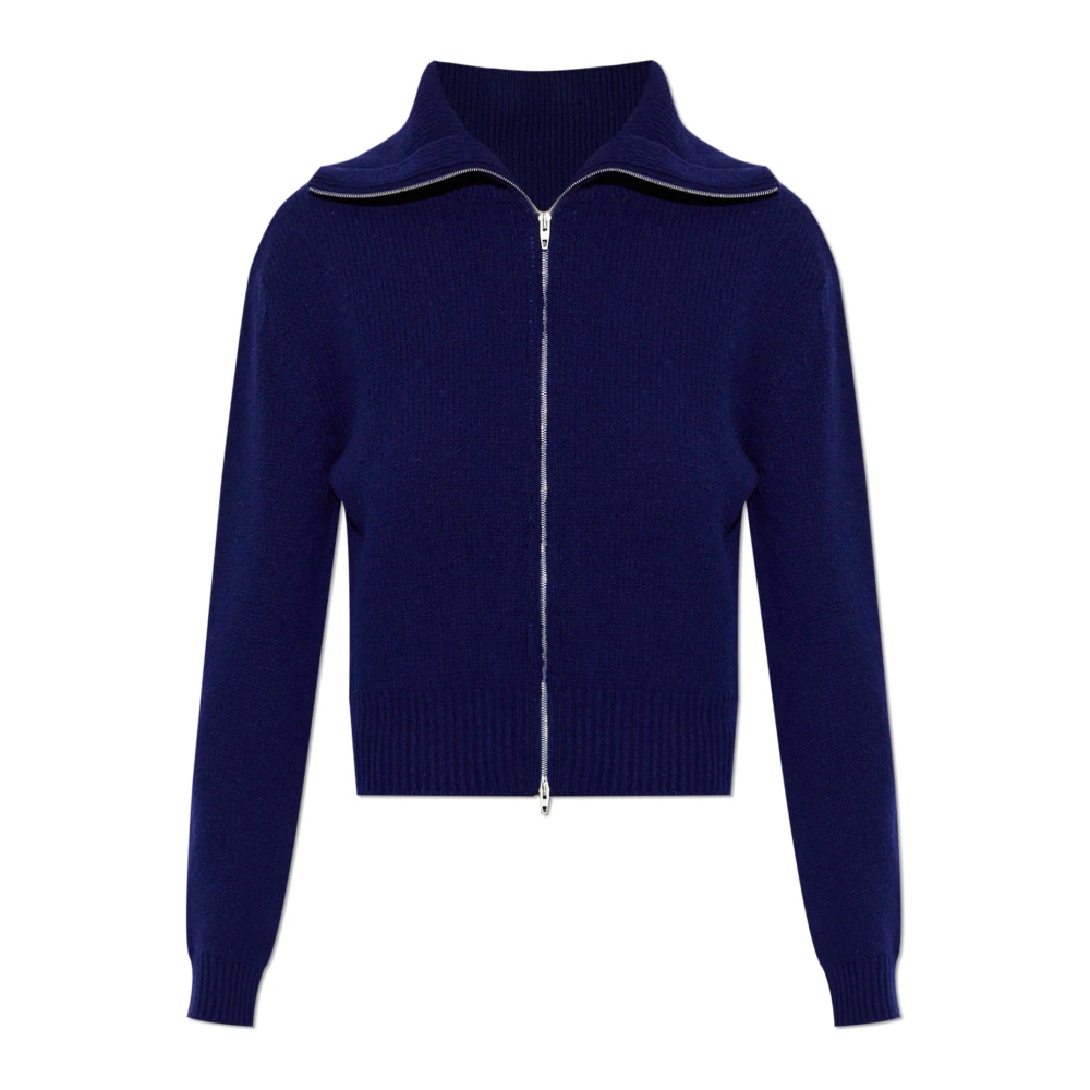 Jil Sander Vrouw Blauw Truien & Vesten Dames, L, Wol, Cardigan Met Een Wijde Kraag
