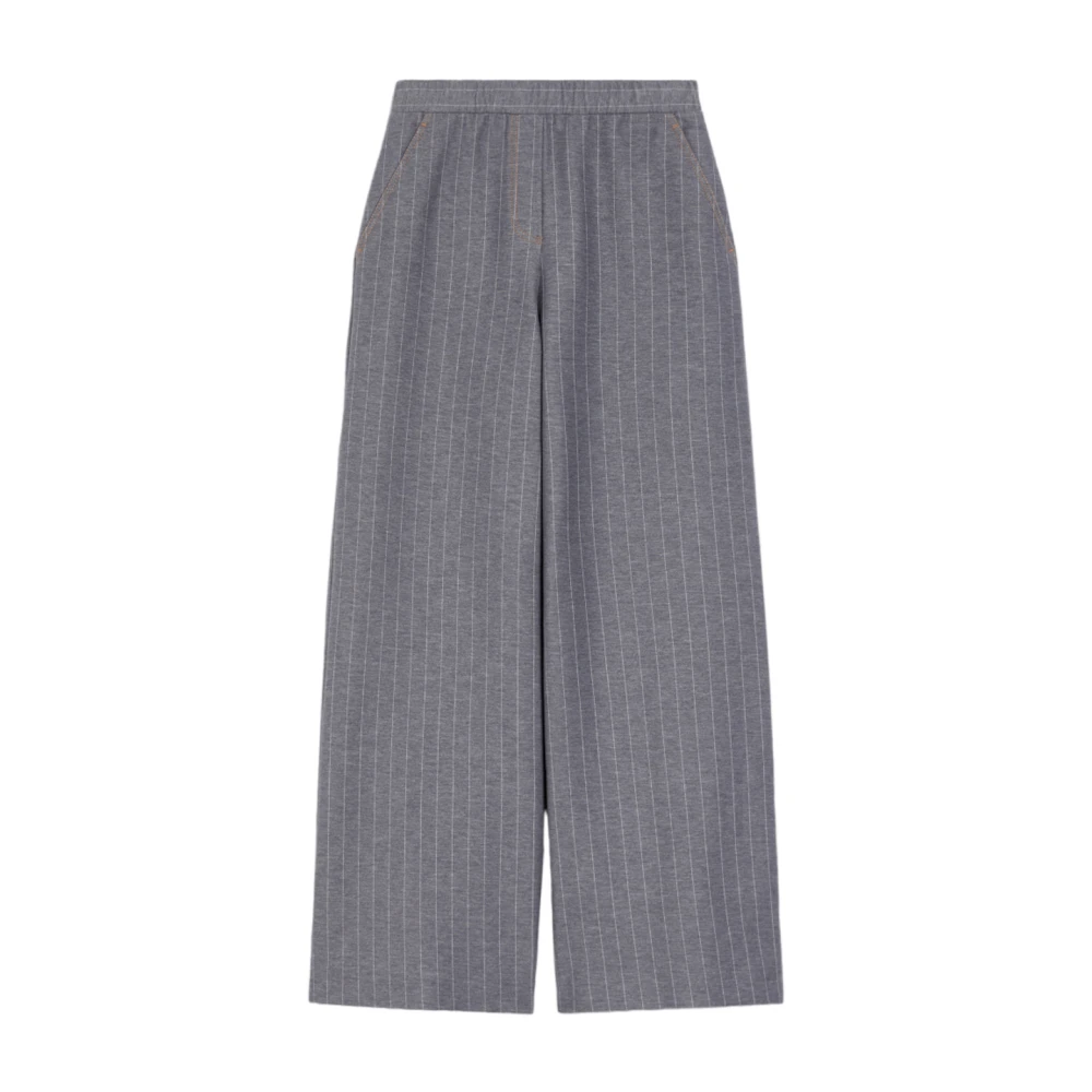 Max Mara Wijde Pijp Grijs Jersey Denim Broek Gray Dames