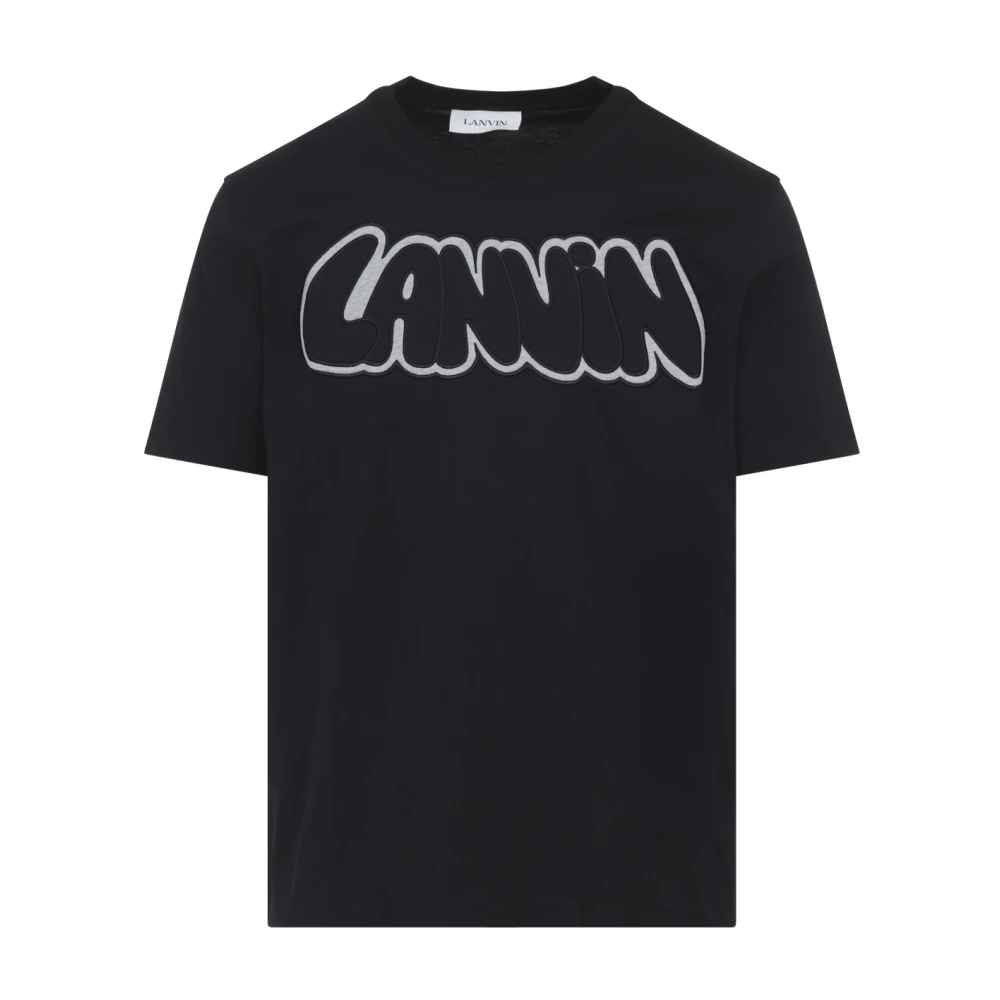 Lanvin Black T-Shirts, Male, Xl, Embroidered Cotton T-Shirt