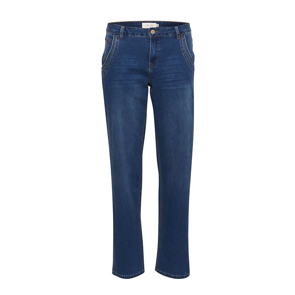 Cream Straight-leg Indigo Blue Denim Jeans Blue Dames