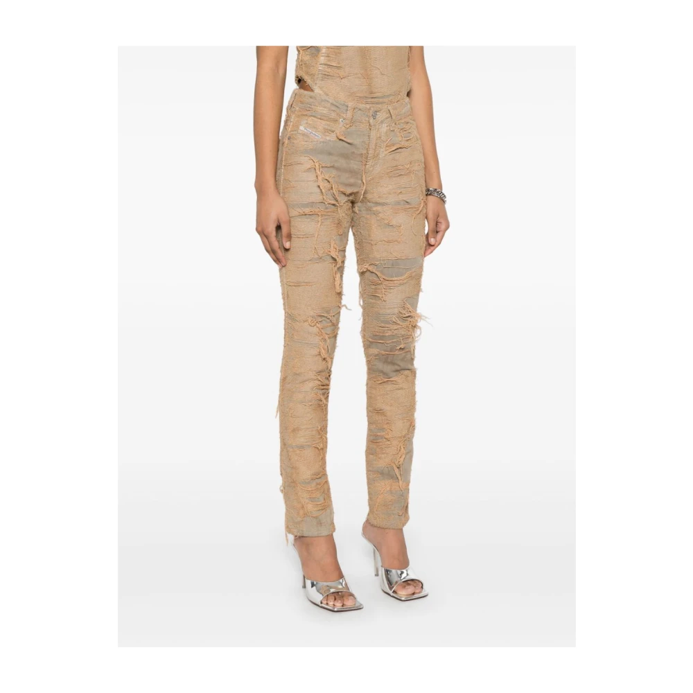 Diesel Beige Distressed Jeans met Klassieke Stijl Beige Dames