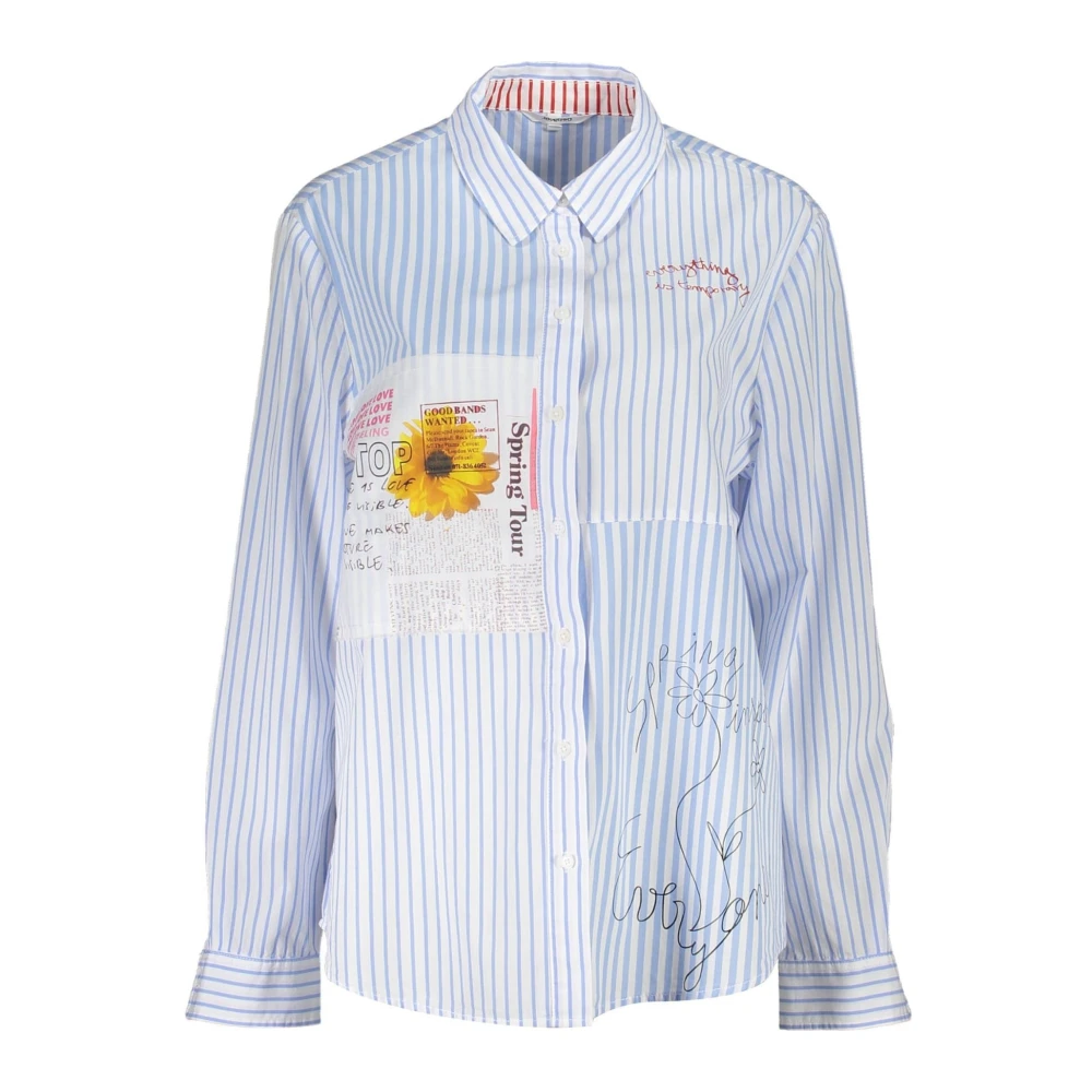 Desigual Women's Blue Long Sleeve Shirt With Italian Collar - Shirts - 2XL - Blouses & Shirts