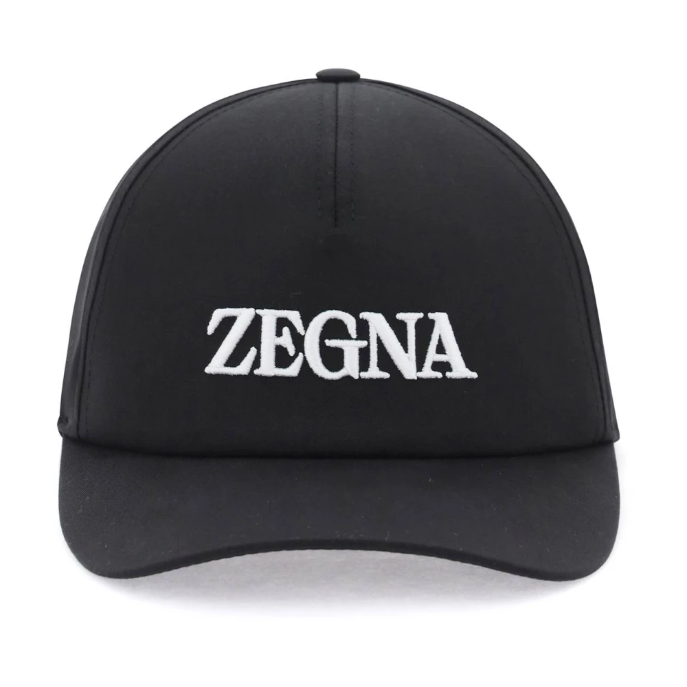 Ermenegildo Zegna Baseballpet met logo borduursel Black Heren