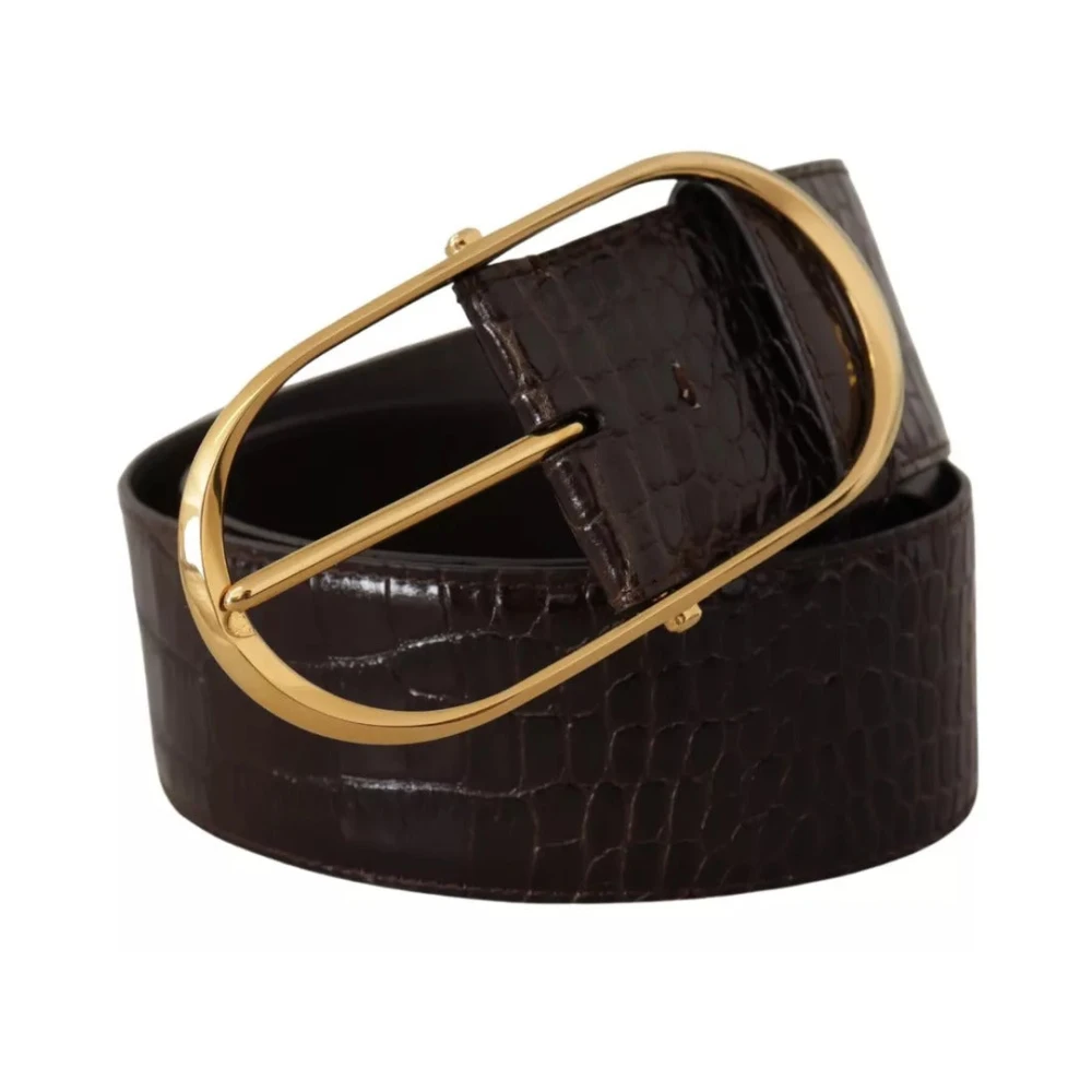 Dolce & Gabbana Bruin Krokodillenleer Gouden Riem Brown Heren