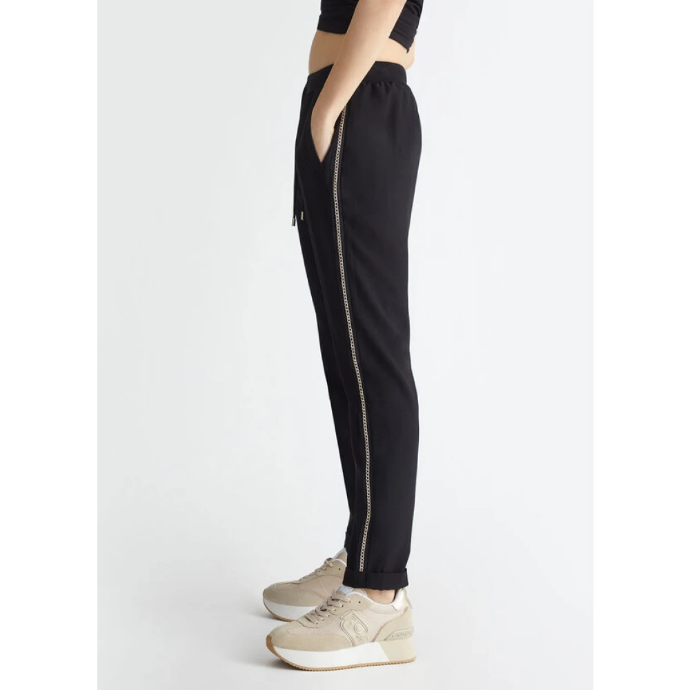 Liu Jo Zwarte sportbroek met kettingdetail Black Dames