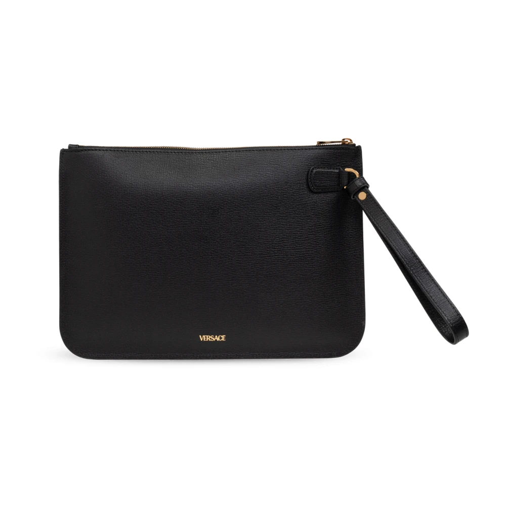 Versace Leren aktetas Black Heren
