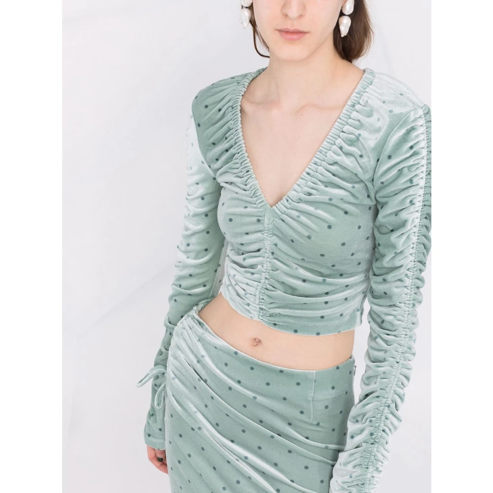 Rotate Birger Christensen Groene blouse met V-hals Green Dames