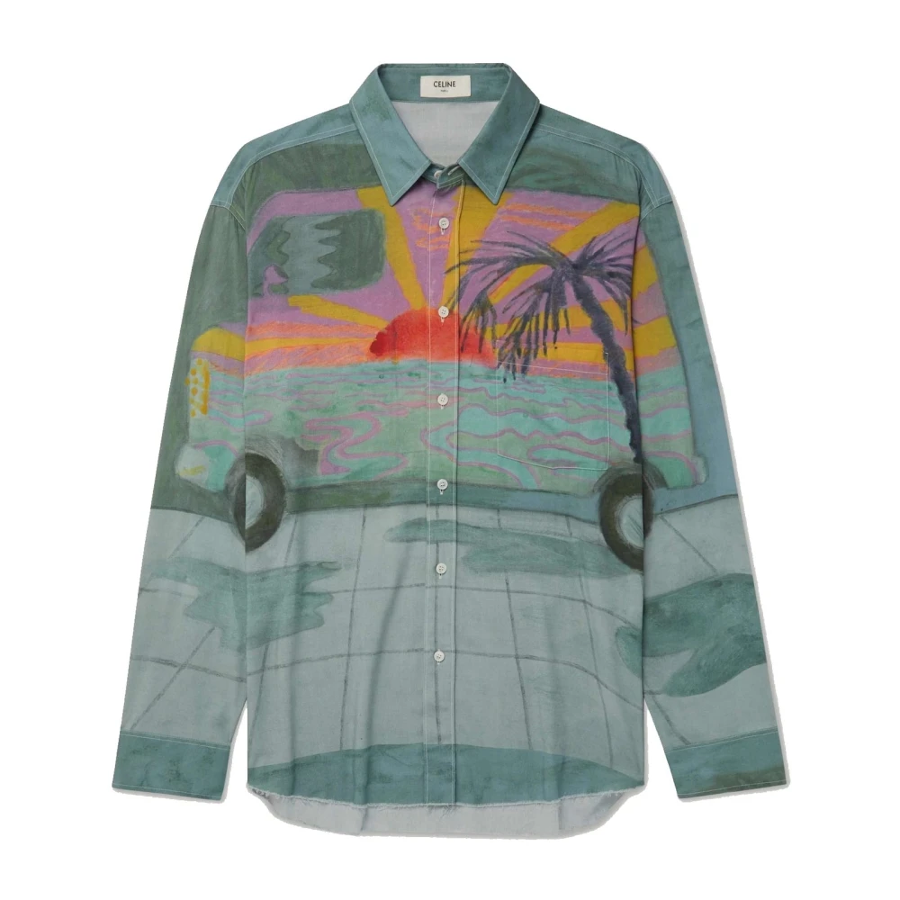 Celine Groene Tyson Reeder Print Overhemd Multicolor Heren