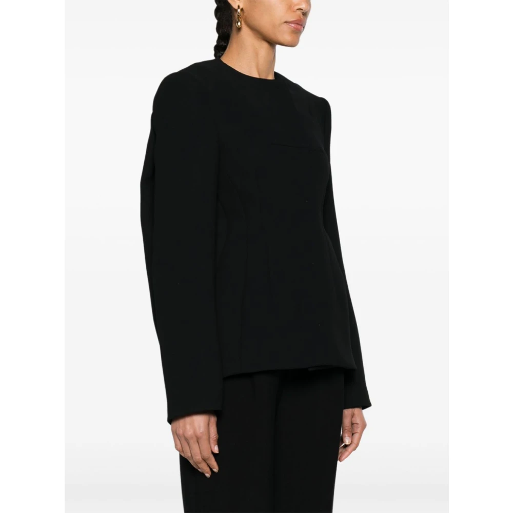 SPORTMAX Op Maat Gemaakte Zwarte Jas met Dartdetails Black Dames
