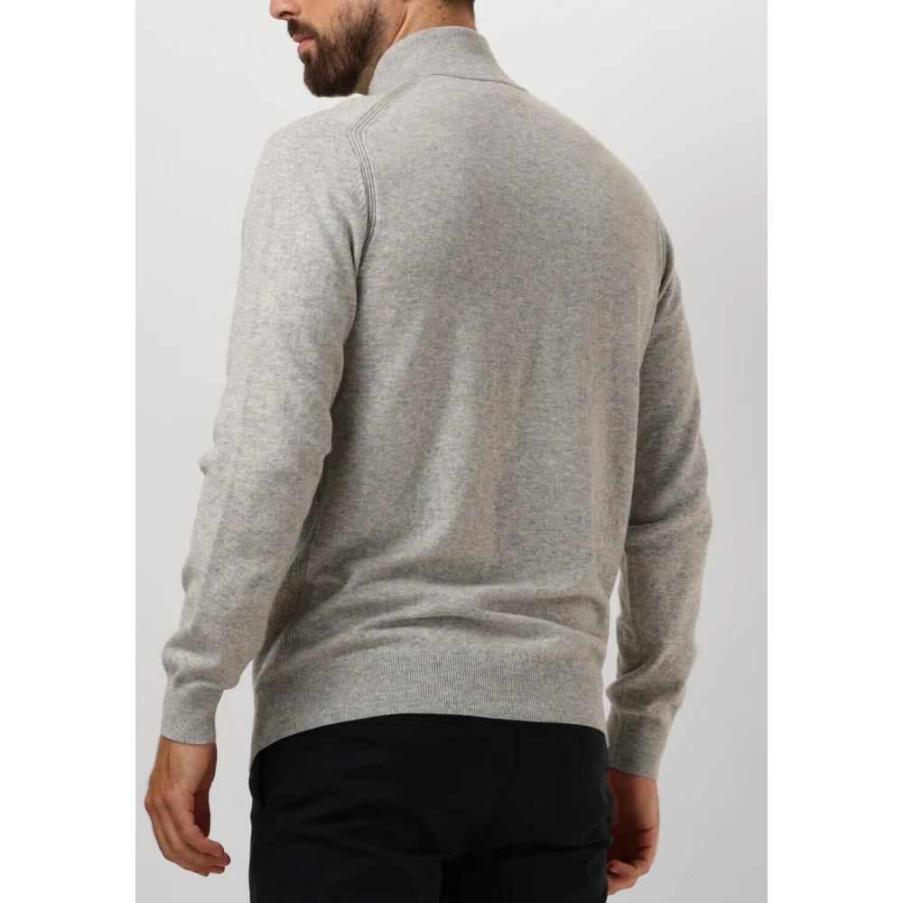 Profuomo Casual Half Zip Button Pullover Sweater Brown Heren