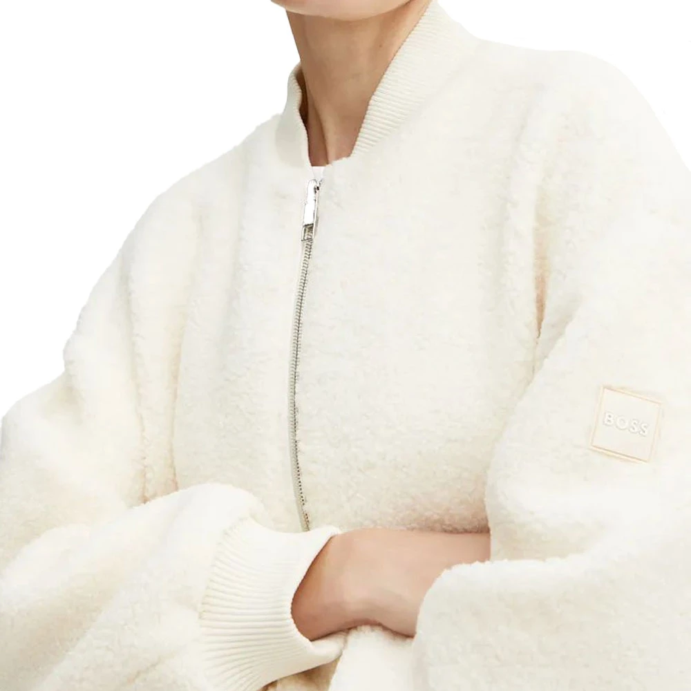 Hugo Boss Losvallende Fleecejas White Dames