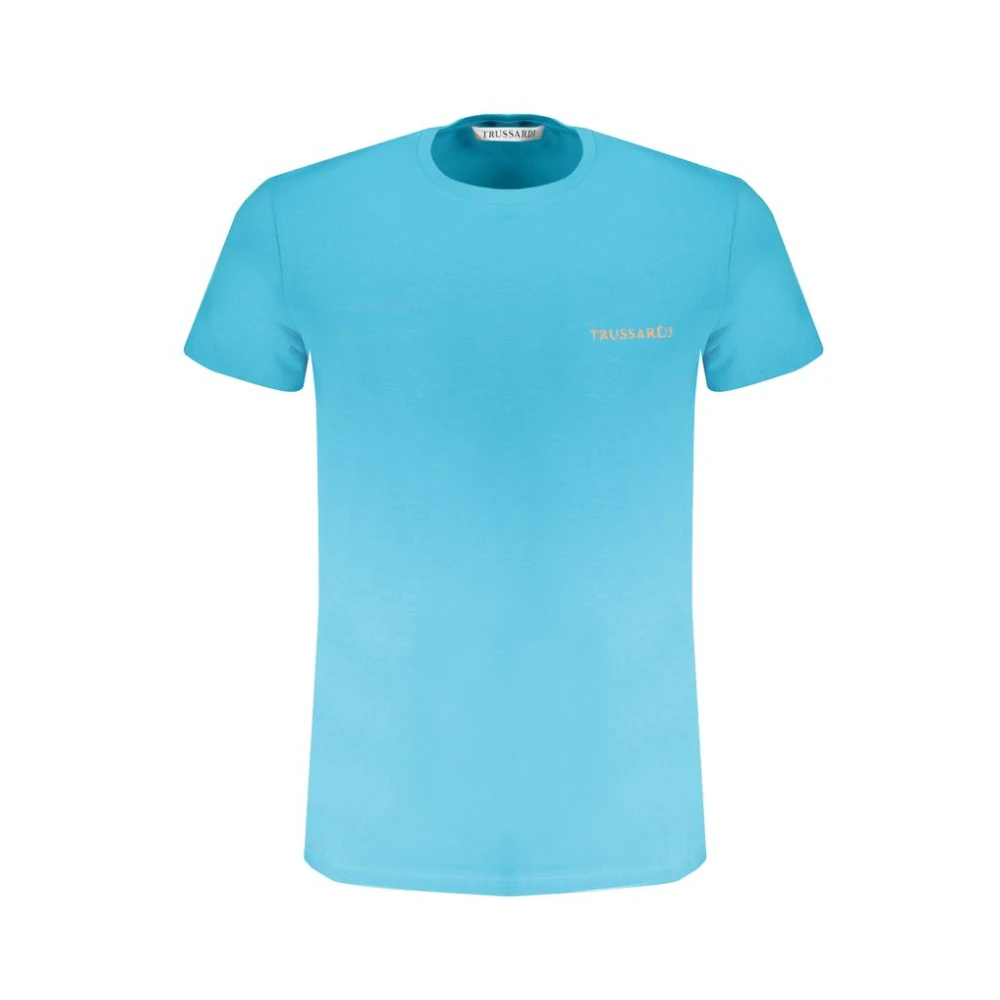 Trussardi Men's Blue T-Shirts, 2XL, Cotton Printed Logo T-Shirt