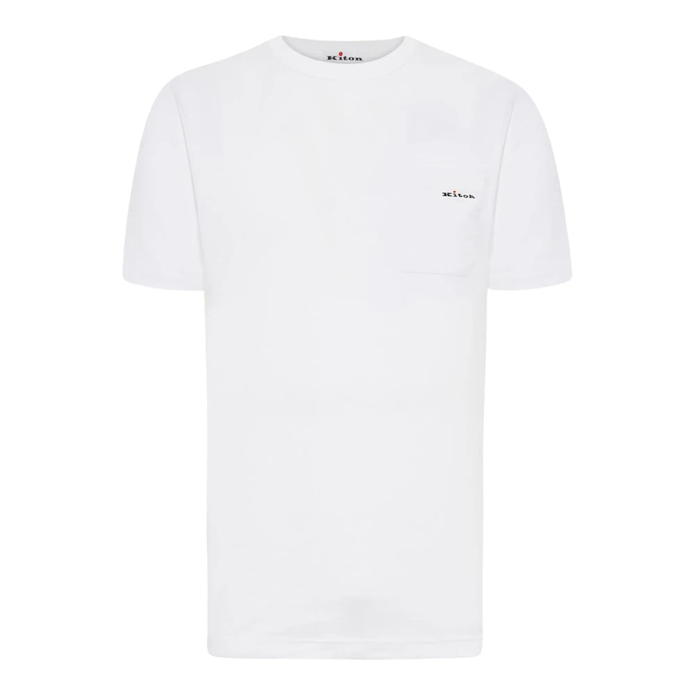 Kiton Wit T-shirt met borstzak White Heren