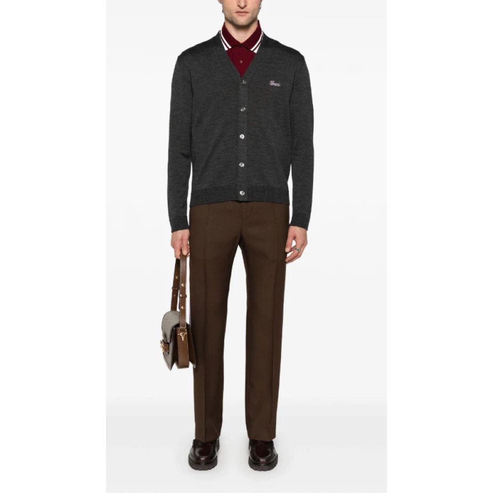 Gucci Geborduurde wollen cardigan Gray Heren