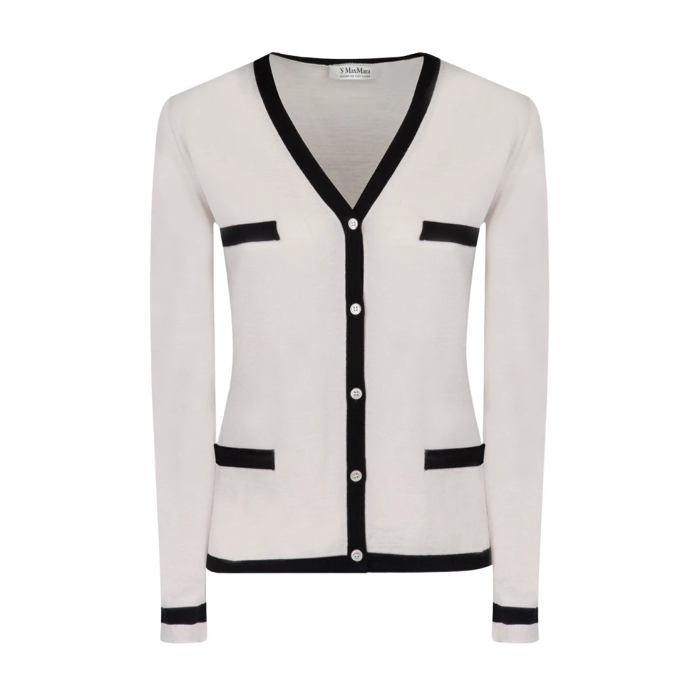 Max Mara Contrastrand Wol Vest White Dames