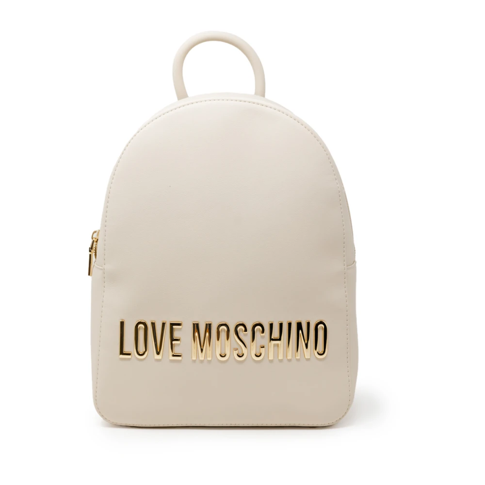 Love Moschino Beige Faux Leather Rugzak met Rits Beige Dames