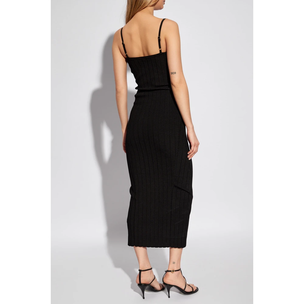 Jacquemus Sierra geribbelde slipjurk Black Dames