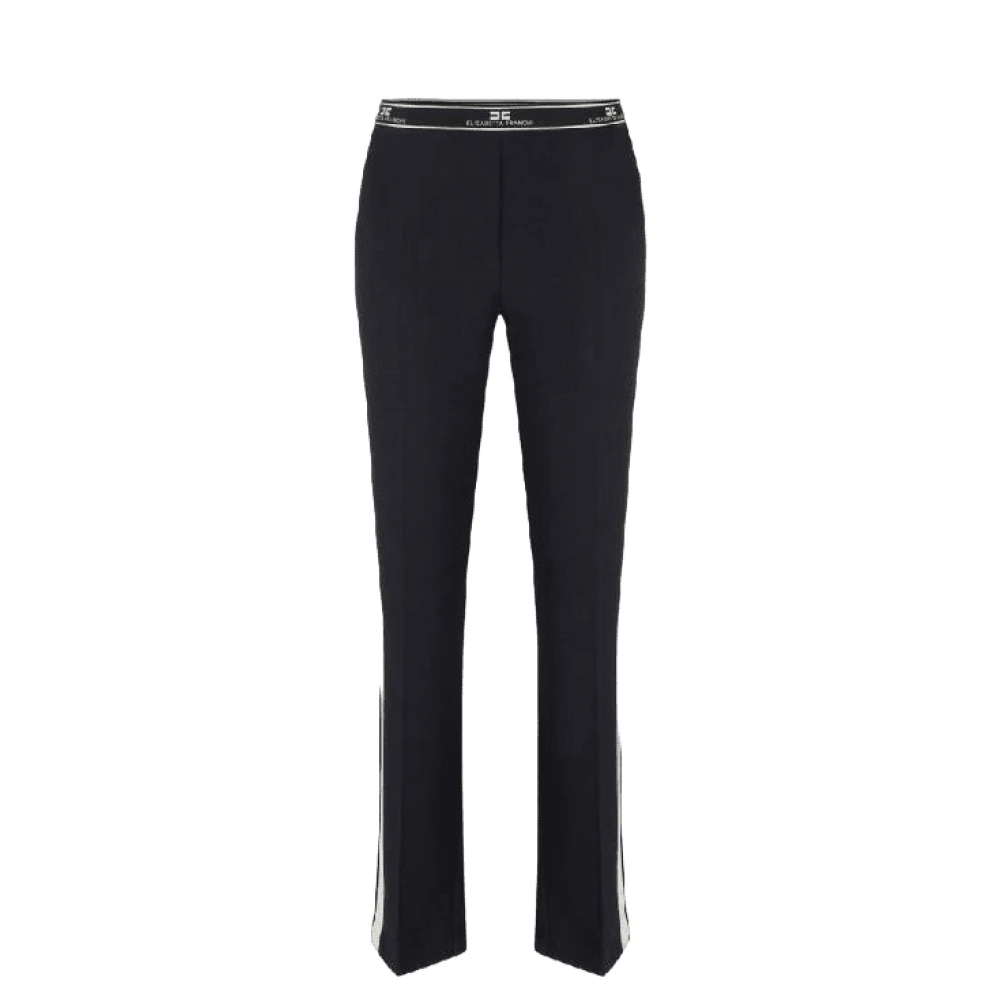 Elisabetta Franchi Zwarte rechte broek met zijstreep Black Dames