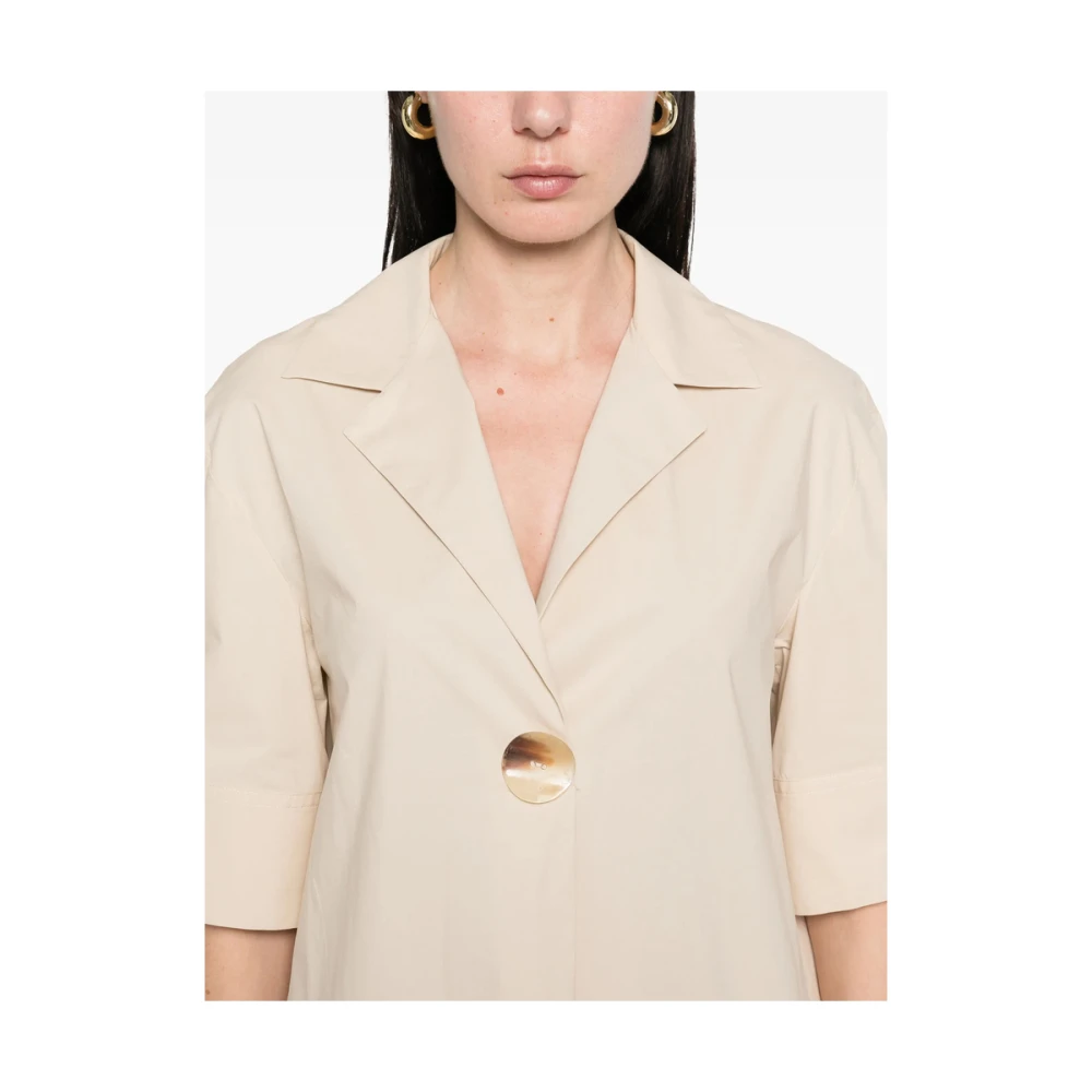Antonelli Firenze Beige Geplooide Jurk Korte Mouw Beige Dames