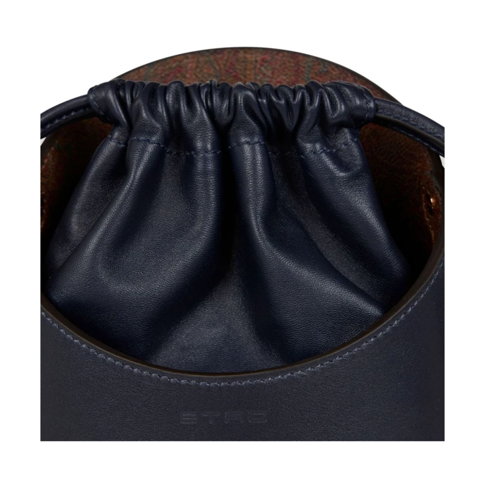 ETRO Blauwe Schoudertas Saturno Glad Leer Blue Dames