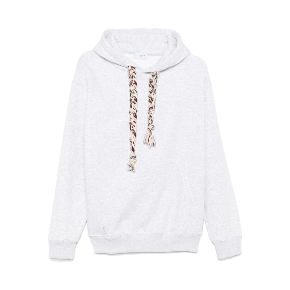 Family First Gezellige Grijze Hoodie met Geborduurd Logo Gray Heren