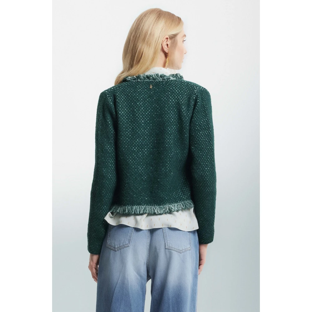 Kocca Alpaca Blend Cardigan met franjes Green Dames