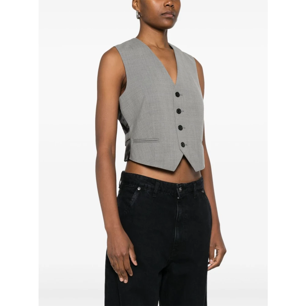 Filippa K Grijze V-hals trui met knoopsluiting Gray Dames