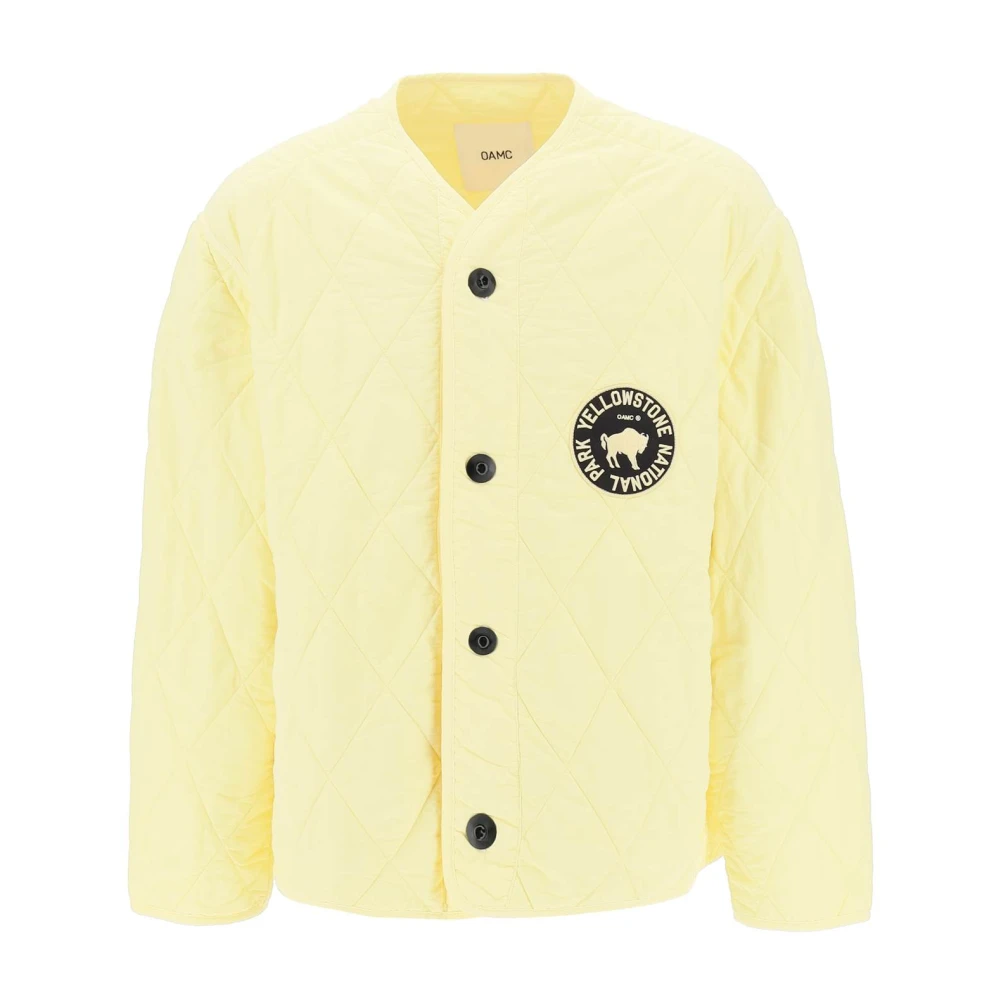 Oamc Gewatteerde jas met print en borduursel Yellow Heren