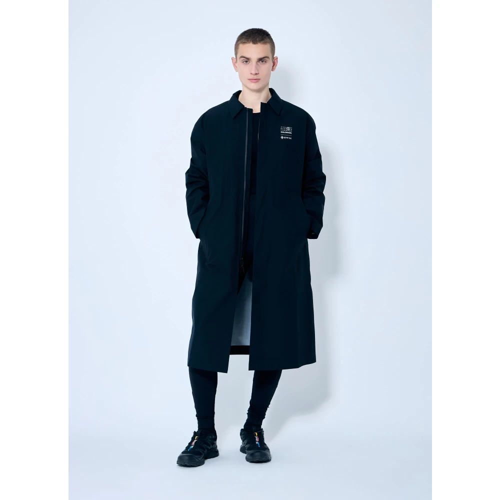 MM6 Maison Margiela Logo Print Trench Coat Black Heren