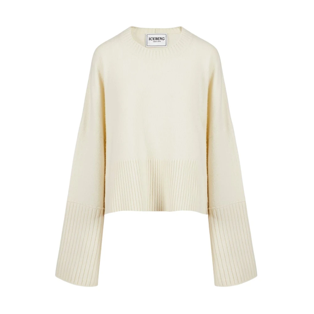 Iceberg Grote wollen ronde hals trui White Dames