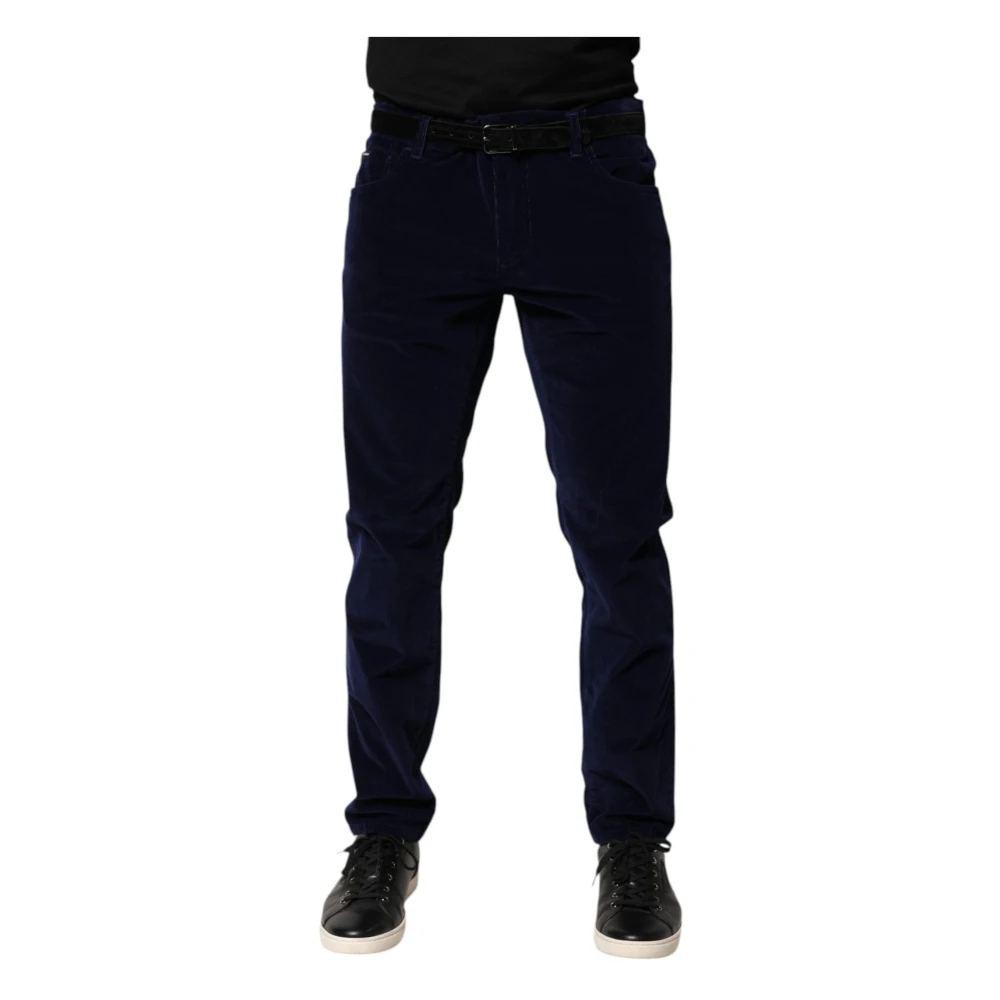 Dolce & Gabbana Men's Blue Slim-Fit Trousers,, Navy Tapered Formal Trouser Trousers 2XL