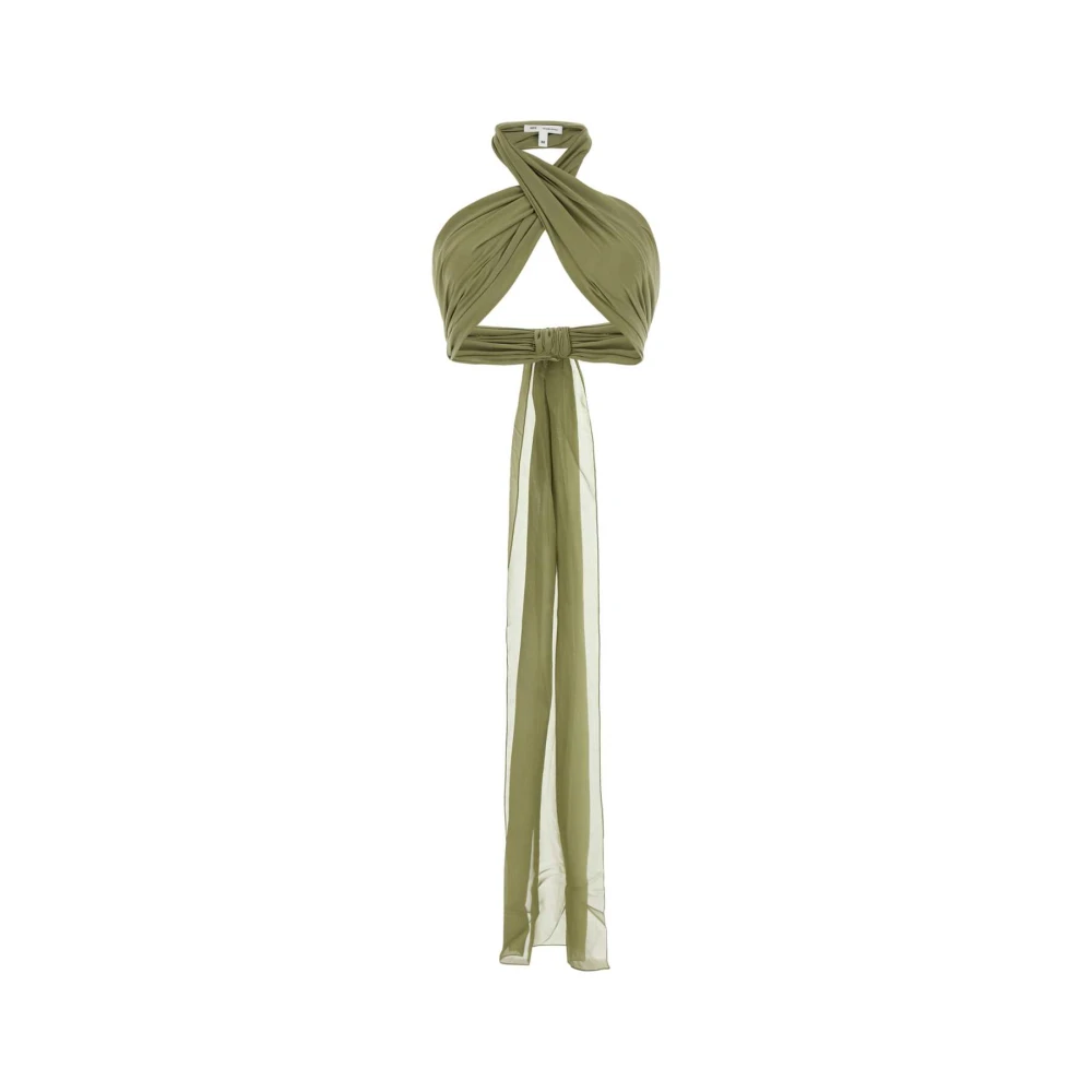 Ami Paris Zijden Saliegroen Cropped Top Green Dames