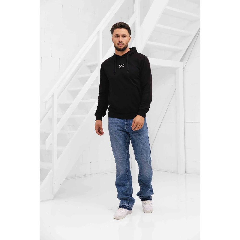 Emporio Armani Zwarte Hoodie Heren Stijlvol Trendy Logo Black Heren