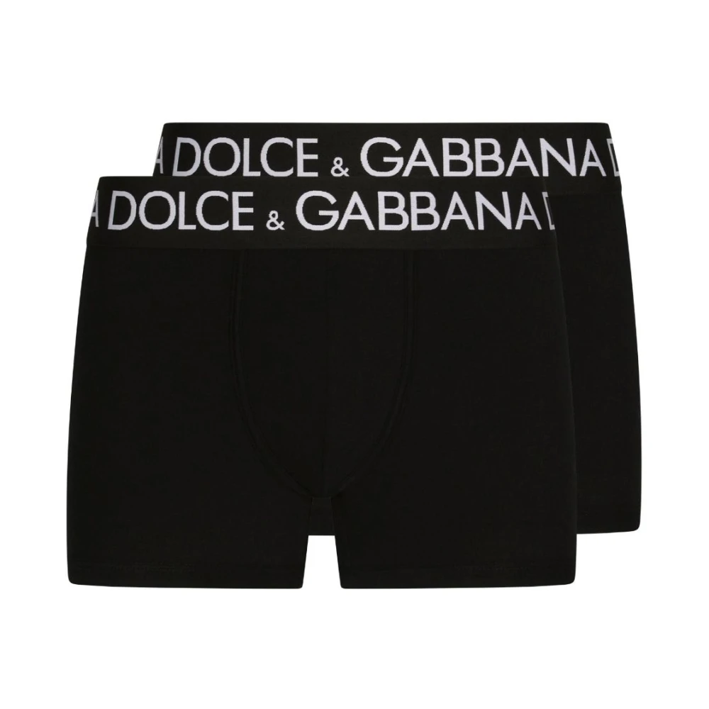 Dolce & Gabbana Svart Elastiskt Logomärke Midjeband Underkläder Set Black, Herr