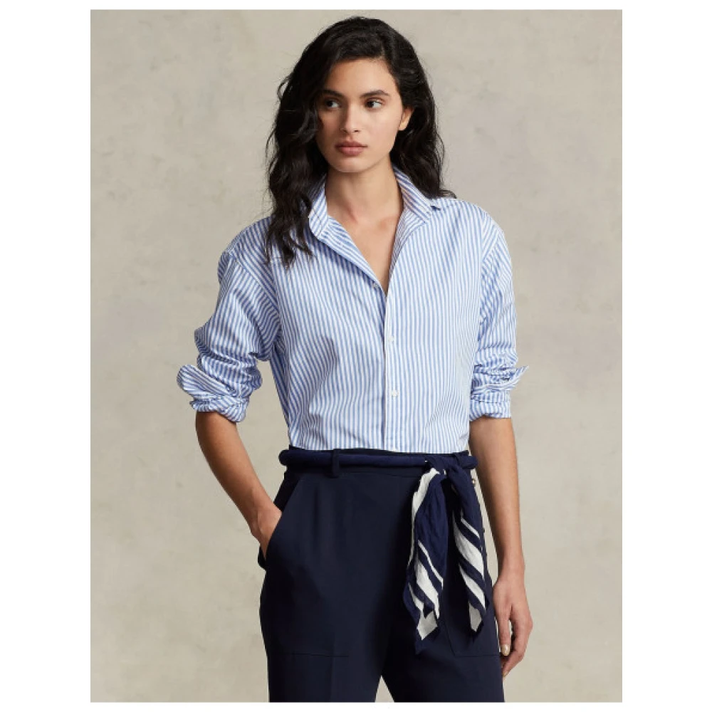 Polo Ralph Lauren Gestreept katoenen popeline overhemd Blue Dames
