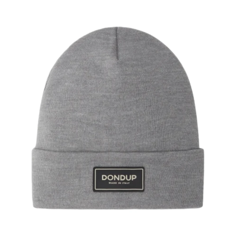 Dondup Grijze Beanie Hoed Logo Label Gray Heren