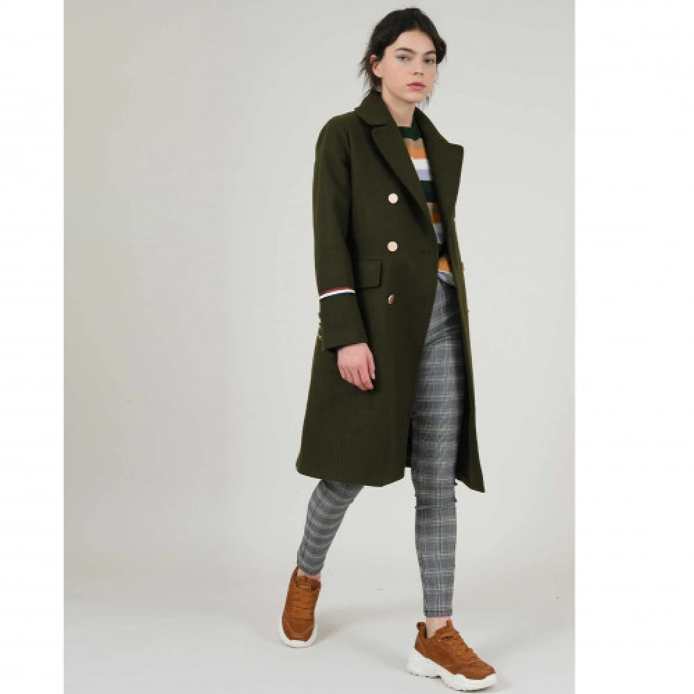 Molly Bracken Khaki Jas met Gouden Knopen Green Dames