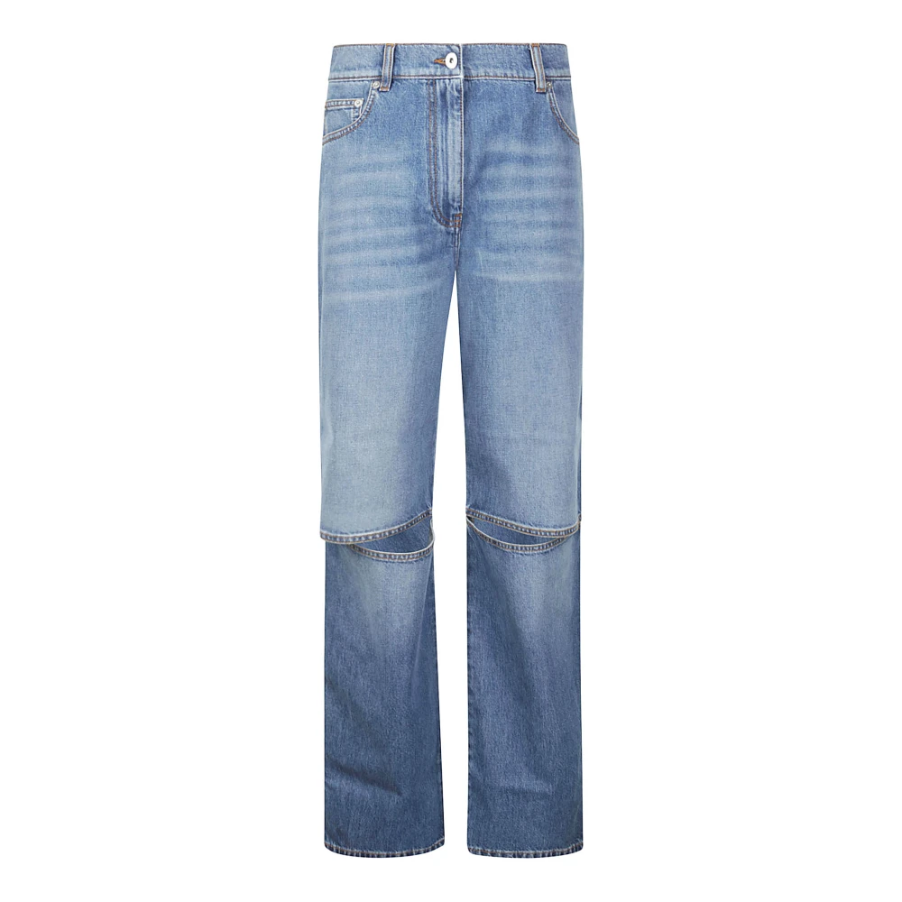 JW Anderson Bootcut Jeans met Uitgesneden Knie Blue Dames