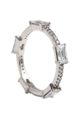 Rektangulär Bars Gnistrande Pavé-ring