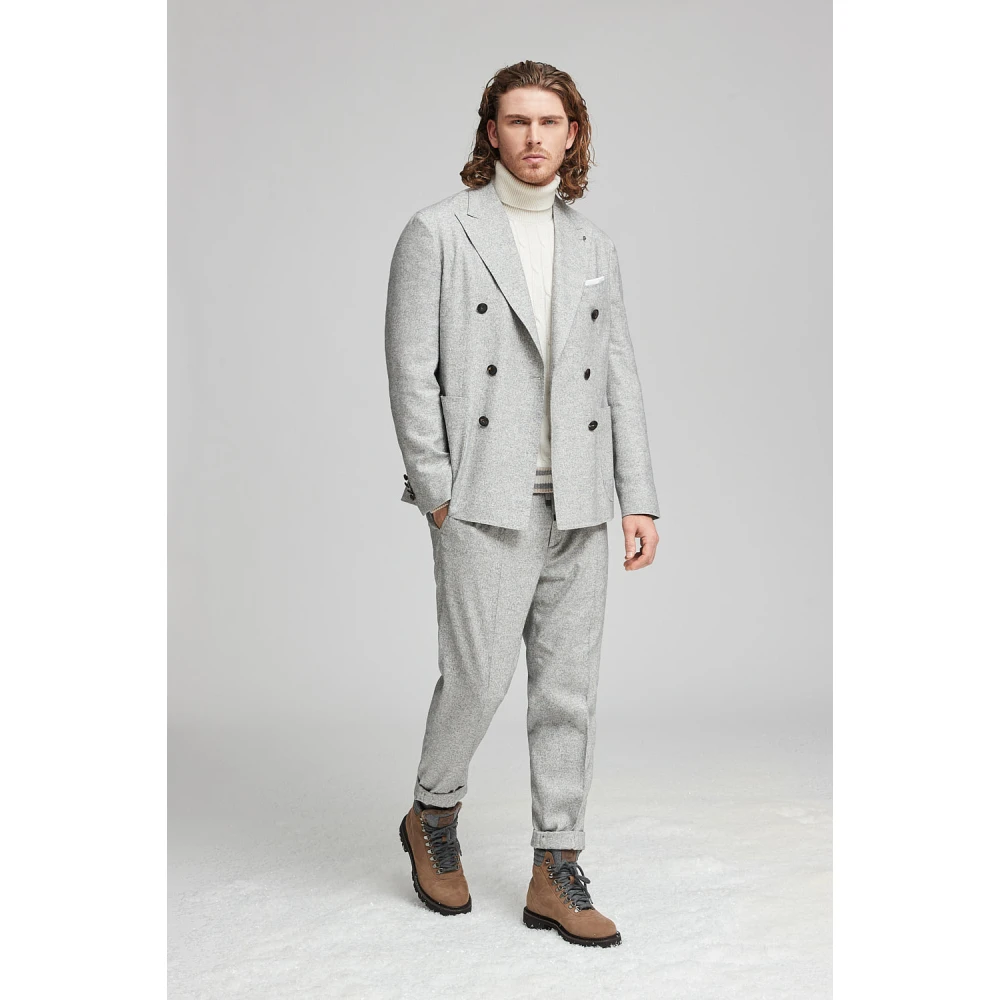 PESERICO Wollen zijden en kasjmier tweed joggingbroek Gray Heren