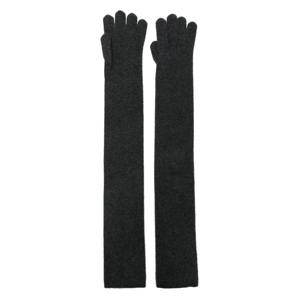 Max Mara Kasjmier Gebreide Ellebooglengte Handschoenen Gray Dames