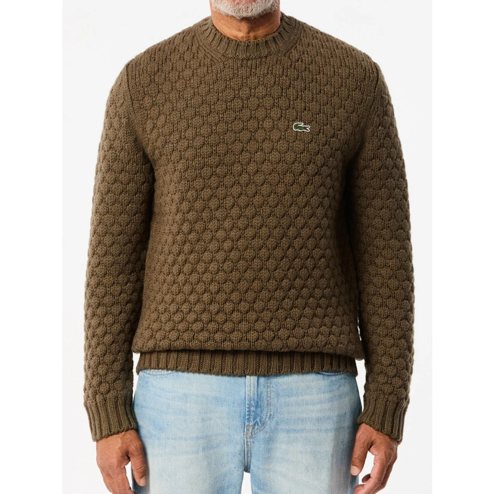 Lacoste Bruine Wollen Trui Minimalistisch Ontwerp Brown Heren
